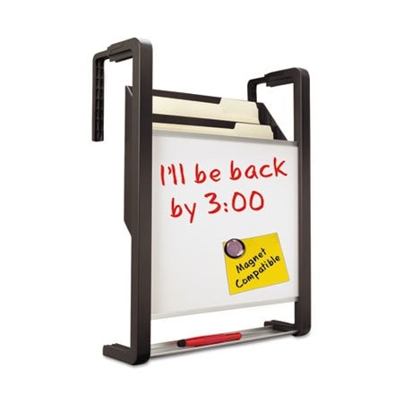 Quartetmfg Quartet, Hanging File Pocket With Dry Erase Board, Three Pockets, Letter, Black OFD